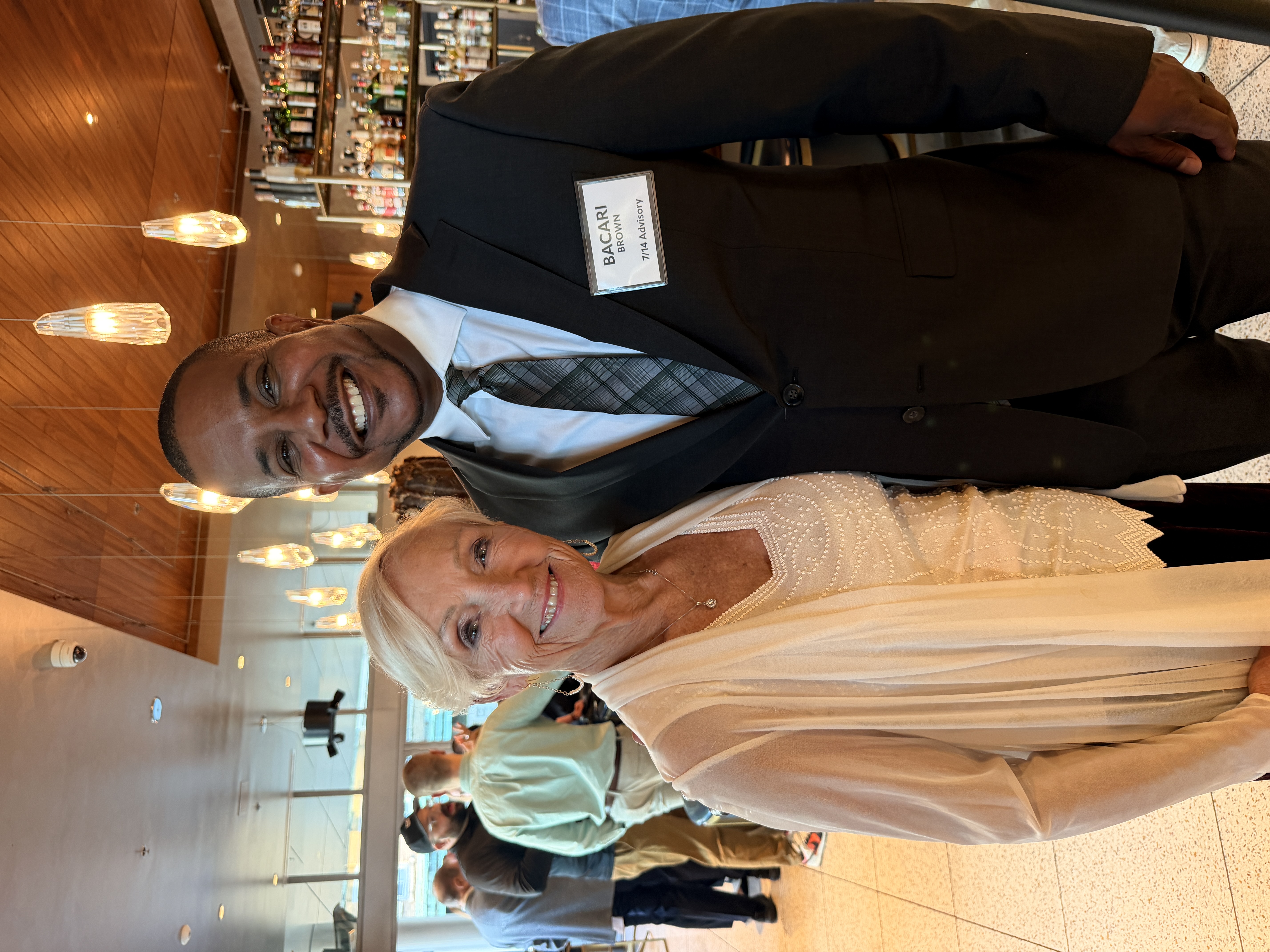 Toni Cleveland and Client Partner Bacari Brown at the reception in Seattle. 